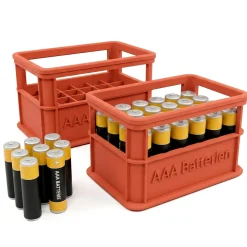 Stapelbare Aufbewahrungsbox für Batterien AAA - 2er Set Bierkasten Rot
