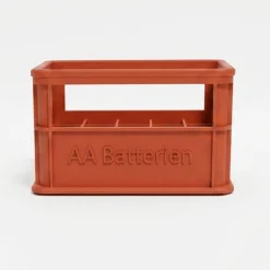 Stapelbare Aufbewahrungsbox für Batterien AA - 2er Set Bierkasten Rot