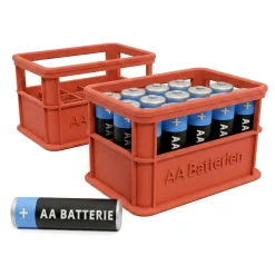 Stapelbare Aufbewahrungsbox für Batterien AA - 2er Set Bierkasten Rot