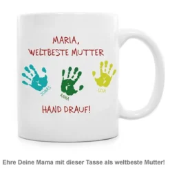 Tasse für Mutter - Hand drauf