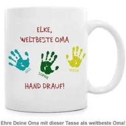 Tasse für Oma - Hand drauf