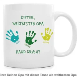 Tasse für Opa - Hand drauf