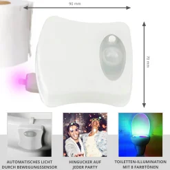 Techno Toilettenlicht mit Bewegungsmelder und Farbwechsel