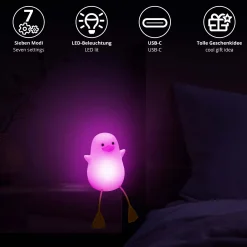 Tierische Lampe mit 7 LED Leuchtfarben - Ente