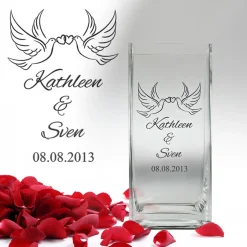 Vase Liebestauben - personalisiert