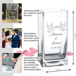 Vase Liebestauben - personalisiert