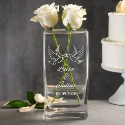 Vase Liebestauben - personalisiert