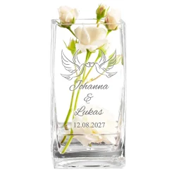 Vase Liebestauben - personalisiert