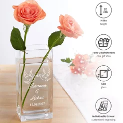 Vase Liebestauben - personalisiert