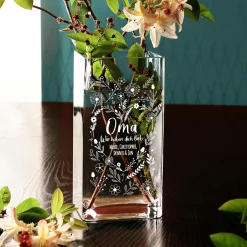 Vase mit Gravur - Blumenherz für Oma