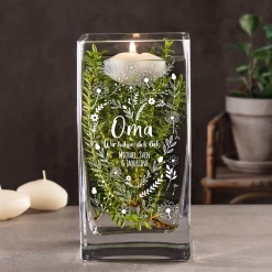 Vase mit Gravur - Blumenherz für Oma