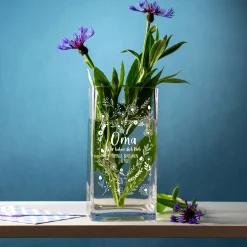 Vase mit Gravur - Blumenherz für Oma