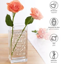 Vase mit Gravur - Blumenherz für Oma