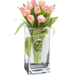 Vase zur Hochzeit - Kreis aus Herzen Gravur