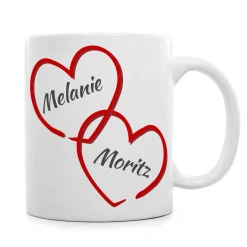 Verbundene Herzen - personalisierte Tasse