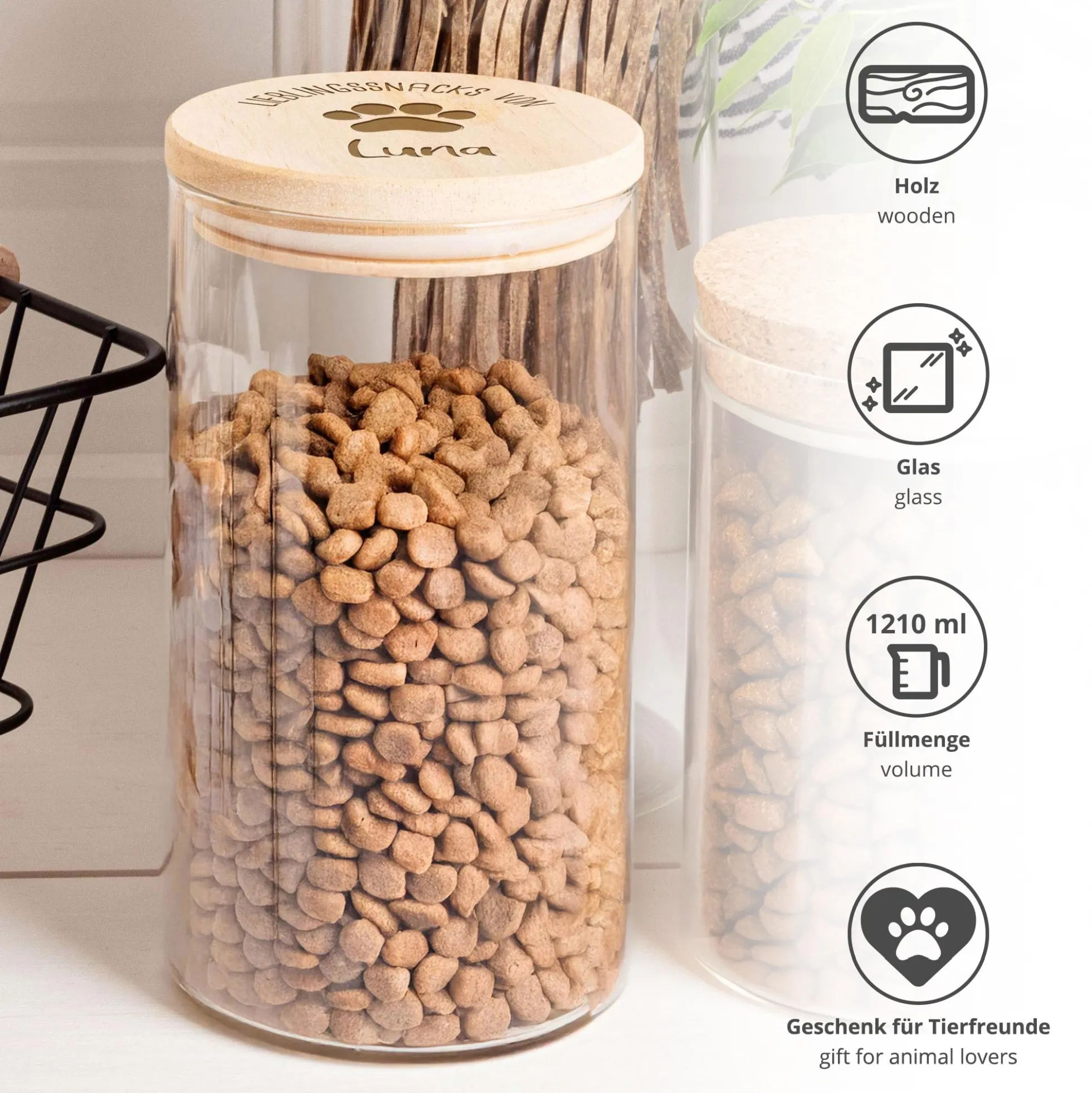 Vorratsglas mit Gravur - Katzensnacks