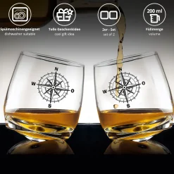 Wackelglas 2er Set - Windrose