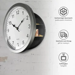 Wanduhr mit Safe