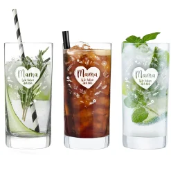 Wasserglas mit Gravur - Blumenherz Mama