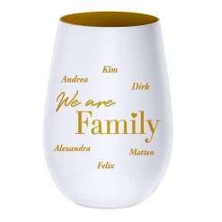 Weißes Windlicht mit Gravur - Family