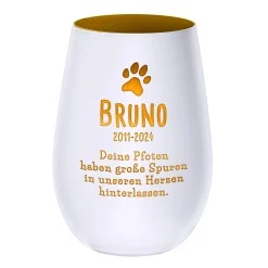 Weißes Windlicht zur Trauer - Hund