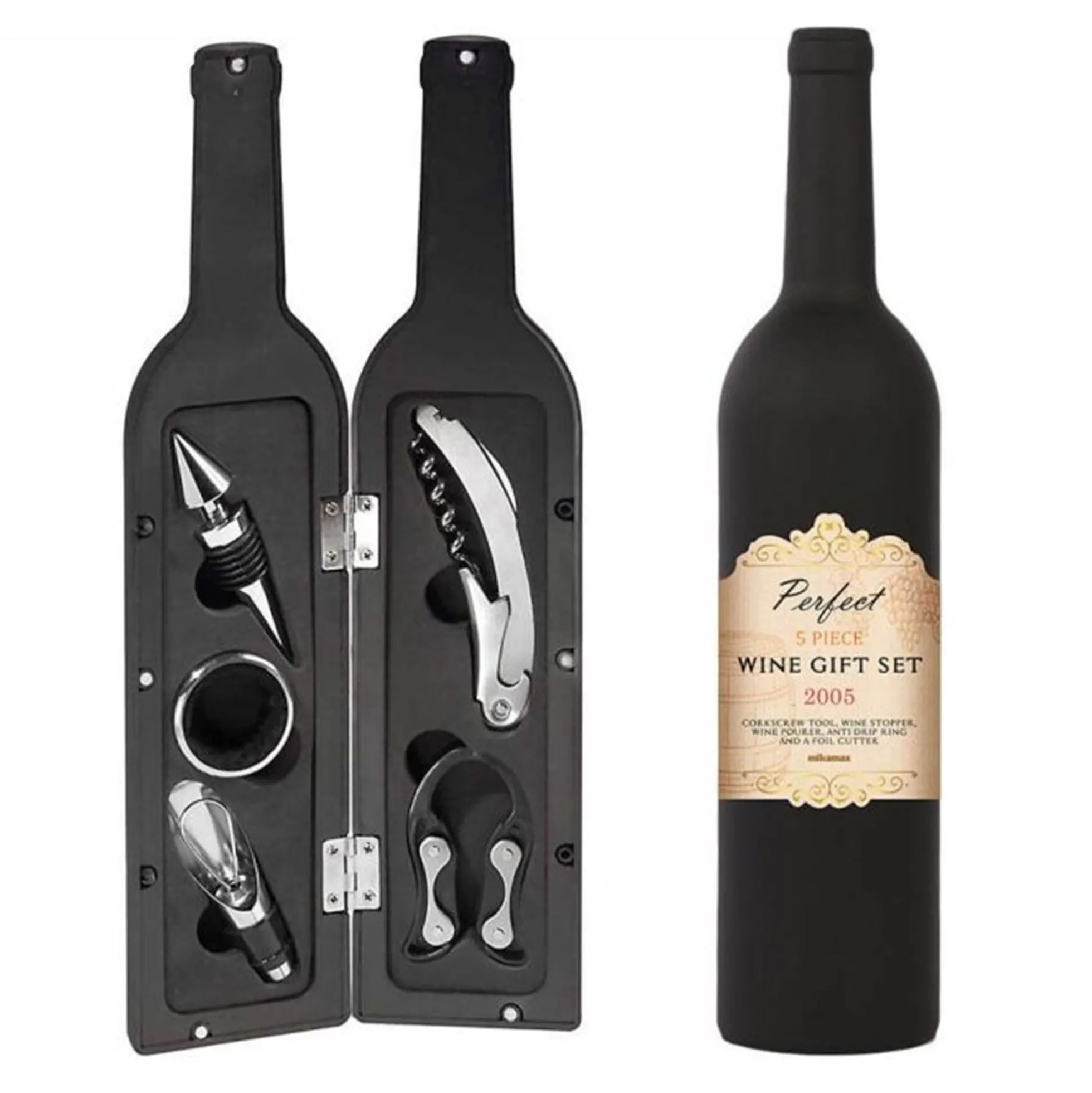 Wein Geschenkset fünfteilig - Flaschenform