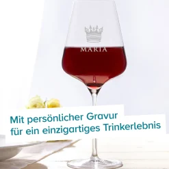 Weinglas mit Gravur - König Krone