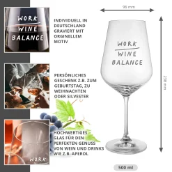Weinglas mit Gravur - Work Wine Balance