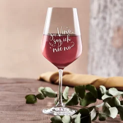 Weinglas mit Gravur - Zu Vino sag ich nie no
