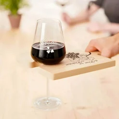 Weinhäppchen - Glas und Puzzle Brettchen personalisiert