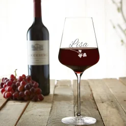 Weinhäppchen - Glas und Puzzle Brettchen personalisiert