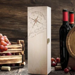 Weinkiste mit Gravur Kompass - Personalisiert