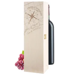Weinkiste mit Gravur Kompass - Personalisiert