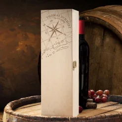Weinkiste mit Gravur Kompass - Personalisiert