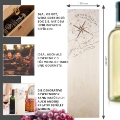 Weinkiste mit Gravur Kompass - Personalisiert
