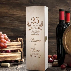 Weinkiste mit Gravur zur Silberhochzeit - 25 Jahre