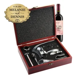 Wein Sommelier Set mit Gravur zur Hochzeit - Ringe