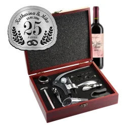 Wein Sommelier Set mit Gravur zur Silberhochzeit