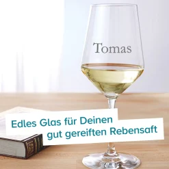 Weißweinglas mit Gravur