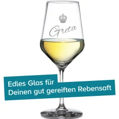 Weißweinglas mit Gravur - Königin Krone
