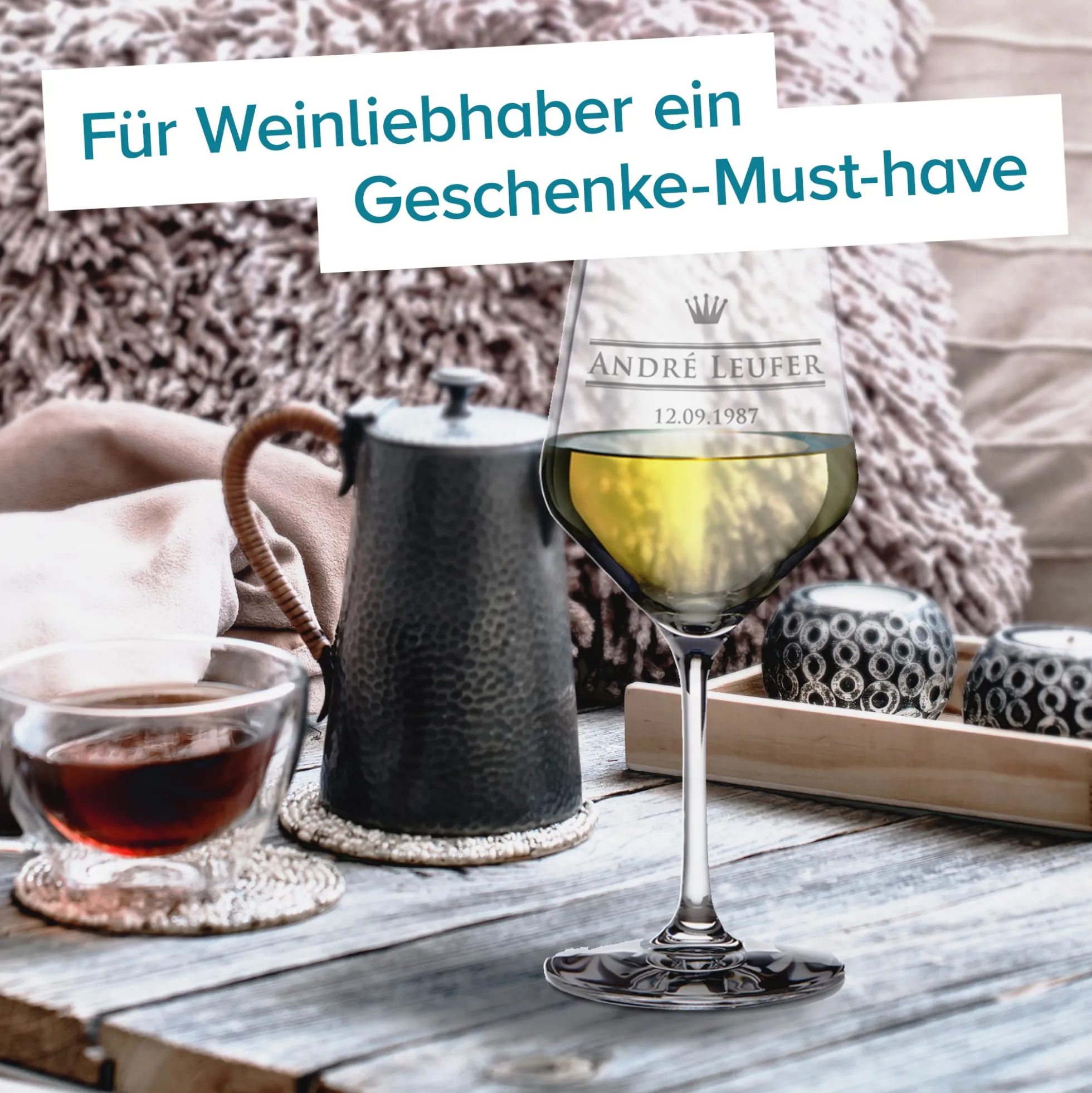 Weißweinglas mit Gravur - Royal