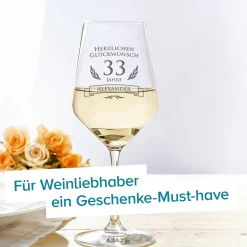 Weißweinglas zum Geburtstag