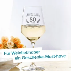 Weißweinglas zum 80. Geburtstag