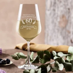 Weißweinglas zum 60. Geburtstag