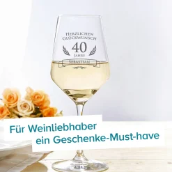 Weißweinglas zum 40. Geburtstag