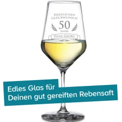 Weißweinglas zum 50. Geburtstag