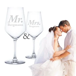 Weißweingläser - Mr und Mrs