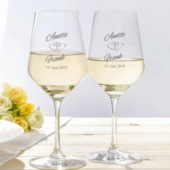 Weißweingläser zur Hochzeit