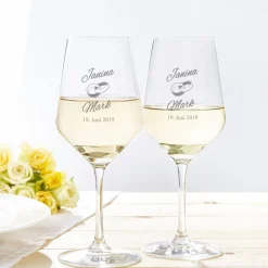Weißweingläser zur Hochzeit