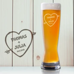 Weizenglas mit Gravur - Amors Pfeil